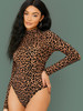 Mock-Neck Leopard Bodysuit