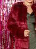 Open Front Textured Faux Fur Coat