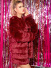 Open Front Textured Faux Fur Coat