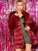 Open Front Textured Faux Fur Coat