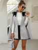 Contrast Feather Tweed Cape Coat