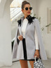 Contrast Feather Tweed Cape Coat