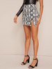 Snakeskin Print Split Hem Skirt