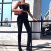 Black Knit Faux Leather Pencil High Waist Pants Black Knit Faux Leather Pencil High Waist Pants