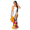 Mermaid Maxi Elegant Print Backless Bodycon Dress