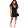 V-Neck Halter  Mini A-Line  Multi Layer Ruffles Dress