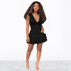 V-Neck Halter  Mini A-Line  Multi Layer Ruffles Dress