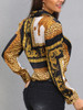Leopard Print Knot Front Long Sleeve Blouse