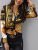 Leopard Print Knot Front Long Sleeve Blouse