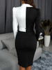 Two Tone Metallic Button Midi Bodycon Dress