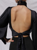 Sexy Blouse Keyhole Backless Long Lantern Sleeve Top