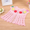 Newborn Baby Girls Waistcoat European Hollowed-Out Handmade Knitted Cardigan Tops Pink Pearl Vest Newborn Spring Clothes