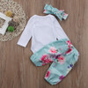 Newborn Baby Girls Clothes Sets Tops Bodysuist Long Sleeve Floral Pants Headbands 3pcs Cotton Outfits Clothing Set