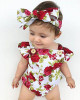 Newborn Baby Girls Clothes Flower Jumpsuit Romper + Headband Outfits