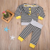 2PCS Set Newborn Baby Striped Clothes 2017 Autumn Long Sleeve Hooded Sweatshirt Tops+Pant Outfit Toddler Kids Clothing Tracksuit