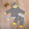 2PCS Set Newborn Baby Striped Clothes 2017 Autumn Long Sleeve Hooded Sweatshirt Tops+Pant Outfit Toddler Kids Clothing Tracksuit