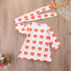 2Pcs Fashion Baby Girl Dress Newborn Baby Girls Pajamas Cotton Fox Dress Headband Outfit Cute Sets Clothes