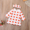 2Pcs Fashion Baby Girl Dress Newborn Baby Girls Pajamas Cotton Fox Dress Headband Outfit Cute Sets Clothes