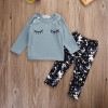 2Pcs Clothes Newborn Kids Infant Baby Girls Tops Shirt+Long Pants Outfits Set