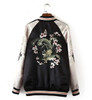 Reversible Coat Embroidery Flower Phoenix Bird Short Jacket 2016 New Women Contrast sleeve Bomber Jacket Coat Pilots Outerwear