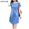 QAZXSW Spring Summer Denim Dress For Women 2018 Harajuku Jeans Dress With Button Slip Plus Size Sarafans Vestidos Feminino HB065