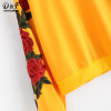 Dotfashion Rose Embroidered Applique Sweatshirt 2017 Yellow Round Neck Long Sleeve Pullovers Women Autumn Sweatshirt