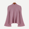 Dotfashion Mock Neck Bell Sleeve Jersey Sweater 2017 Women Turtleneck Loose Pullovers Long Sleeve Elegant Sweater