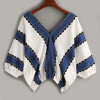 Dotfashion Contrast Print Double V Blouse 2017 Summer V Neck Half Sleeve Woman Top And Blouse Multi Color Batwing Blouse