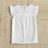 Dotfashion Buttoned Keyhole Flutter Sleeve Blouses Cap Sleeve Blouses With Ruffle Summer Eyelet Embroidered Smock Tops