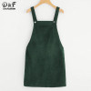Dotfashion Bib Pocket Front Overall Short Dress 2018 Pink Zip Button Pinafore Shift Dress Female Sleeveless Plain Dress