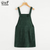 Dotfashion Bib Pocket Front Overall Short Dress 2018 Pink Zip Button Pinafore Shift Dress Female Sleeveless Plain Dress