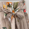 DOSOMA 2017 Women Summer Pants High Waist Lace-Up Wide Leg Pants Causal Floral Print Striped Calf-Length Pants Trousers Women