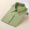 Dioufond Women School Shirt White Blue Tops Ladies Blouses Long Sleeve Shirt Female Office Top Pocket With Cat Embroidery