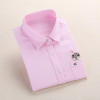 Dioufond Women School Shirt White Blue Tops Ladies Blouses Long Sleeve Shirt Female Office Top Pocket With Cat Embroidery