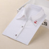 Dioufond Women School Shirt White Blue Tops Ladies Blouses Long Sleeve Shirt Female Office Top Pocket With Cat Embroidery