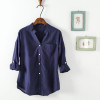 Dioufond Women Korean Style Shirts Fashion V-Neck Blouse Casual Cotton Shirt Ladies Pocket Tops Female Blusas Femininas