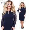 6XL Sexy Blue Lace Dress Women Plus Size Dresses Large Size Bodycon Party Dress Spring Dress 2018 New Elegant Big Size Vestido