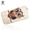 TZECHO Women's Clutch Wallet Bag Long Purse Print Cartoon OWL Zipper Wallet For Women with Phone Holder Ladies Card Holder
