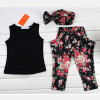 3pcs Toddler Infant Girls Outfits Headband+T-shirt+Floral Pants Outfit Kids Summer Clothes Set 1-8Y