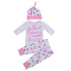 3PCS Set Newborn Clothes The Princess Has Arrived Baby Girl Long Sleeve Bodysuit Tops+Pant Legging Hat Outfit Kid Clothing 0-24M