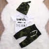 3PCS Set Newborn Baby Clothes Camouflage Kids Suit Wait The Wait Baby Romper Jumpsuit+Pant+Hat Outfit Bebek Giyim Child Clothing
