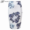 H Han Queen Jupe Faldas Plus Size Vintage Midi Skirt Women Slim Office Sexy Fashion Flowers Print Slim High Waist Pencil Skirts