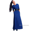 GZDL Vintage Women Plaid Print 3/4 Sleeve Dress Vestidos Casual O Neck Spring Summer Belted Evening Party Long Maxi Dress CL1965