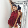 GZDL Sexy Women Chiffon Halter Off Shoulder V-Neck Sleeveless Playsuit Romper Ruffles Casual Summer Thin Jumpsuit Overall CL2916
