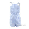 GZDL Casual Summer Women Beach Party Playsuit Sexy Slim Striped Halter Bodysuit Backless Off Shoulder Rompers Jumpsuit CL2841
