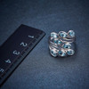 Hutang Natural Aquamarine Solid 925 Sterling Silver Leaf Ring Beautiful Gemstone Women's Fine Jewelry S925 For Gift
