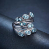 Hutang Natural Aquamarine Solid 925 Sterling Silver Leaf Ring Beautiful Gemstone Women's Fine Jewelry S925 For Gift