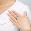 Hutang Natural Aquamarine Solid 925 Sterling Silver Leaf Ring Beautiful Gemstone Women's Fine Jewelry S925 For Gift