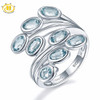 Hutang Natural Aquamarine Solid 925 Sterling Silver Leaf Ring Beautiful Gemstone Women's Fine Jewelry S925 For Gift