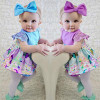 Newborn KIDS Baby Girls Clothes Dress Diaper Cover +Headband baby Dresses Printing Toddler Littel Girl Clothing